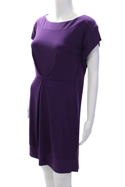 Vince Camuto Womens Short Sleeves Knee Length A Line Dress Purple Size 2