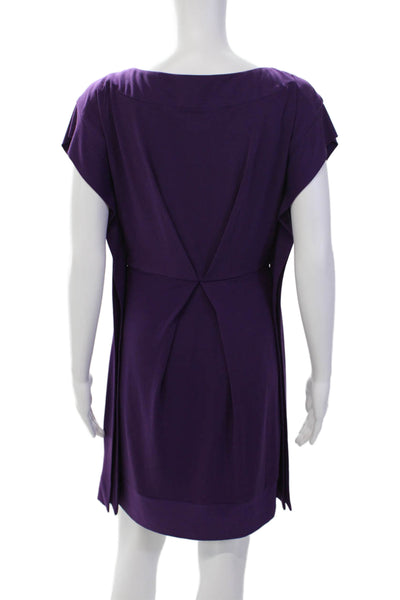 Vince Camuto Womens Short Sleeves Knee Length A Line Dress Purple Size 2
