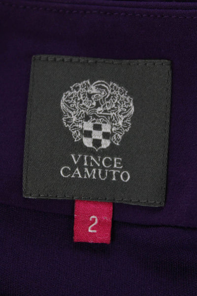 Vince Camuto Womens Short Sleeves Knee Length A Line Dress Purple Size 2