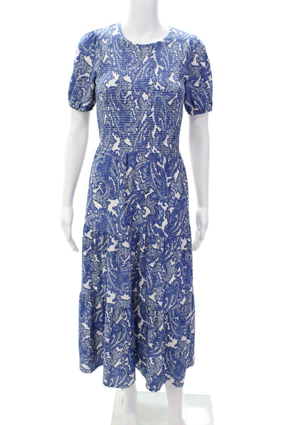 blue dress for baby girl Michael Michael Kors Womens Paisley Print Maxi Dress Blue White Size E