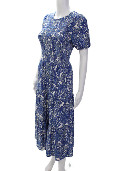 Michael Michael Kors Womens Paisley Print Maxi Dress Blue White Size Extra Small
