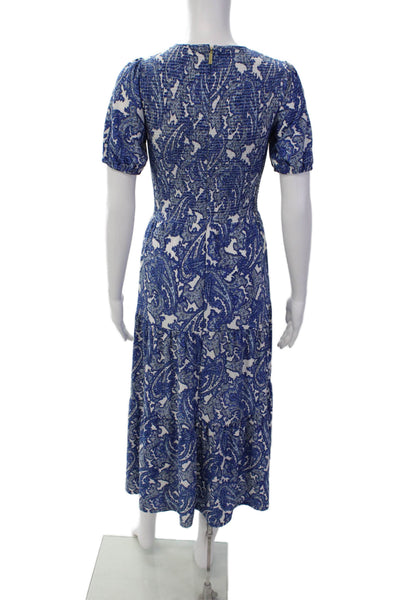 Michael Michael Kors Womens Paisley Print Maxi Dress Blue White Size Extra Small