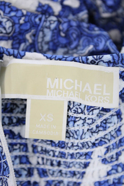 Michael Michael Kors Womens Paisley Print Maxi Dress Blue White Size Extra Small