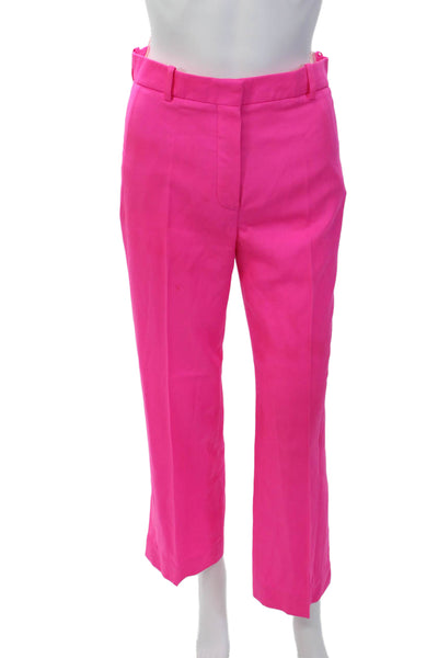 Nina Ricci Womens Creased Straight Leg Dress Pants Neon Pink Wool Size EUR 34