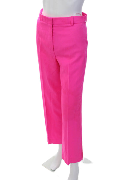 Nina Ricci Womens Creased Straight Leg Dress Pants Neon Pink Wool Size EUR 34