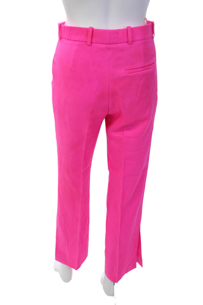 Nina Ricci Womens Creased Straight Leg Dress Pants Neon Pink Wool Size EUR 34