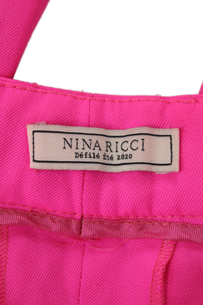 Nina Ricci Womens Creased Straight Leg Dress Pants Neon Pink Wool Size EUR 34