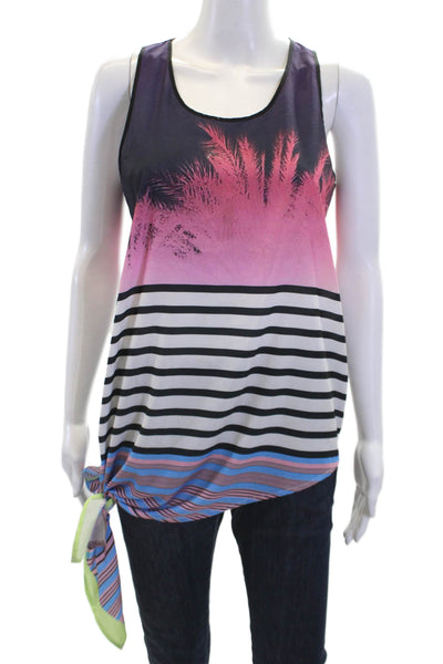 Clover Canyon Womens Sleeveless Scoop Neck Striped Tank Top Multicolor Size S