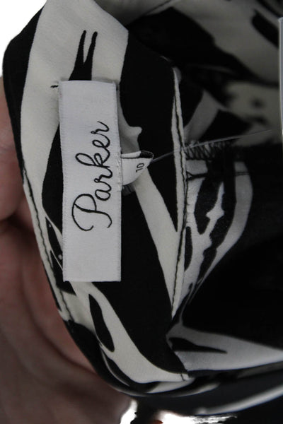 Parker Womens Silk Abstract Floral Printed Rouched Hem Capri Pants White Size 10