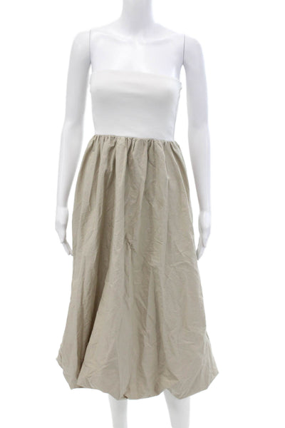 Zara Womens Two-Toned Pull On Strapless Bubble Hem Maxi Dress Beige Size S