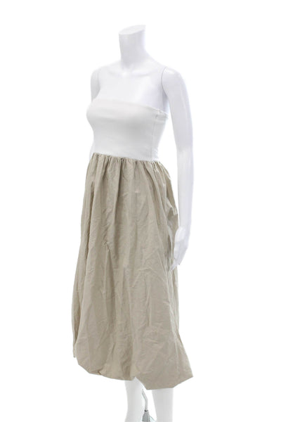 Zara Womens Two-Toned Pull On Strapless Bubble Hem Maxi Dress Beige Size S