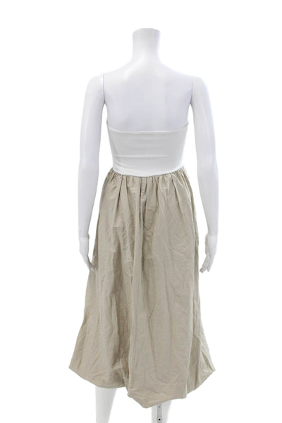 Zara Womens Two-Toned Pull On Strapless Bubble Hem Maxi Dress Beige Size S
