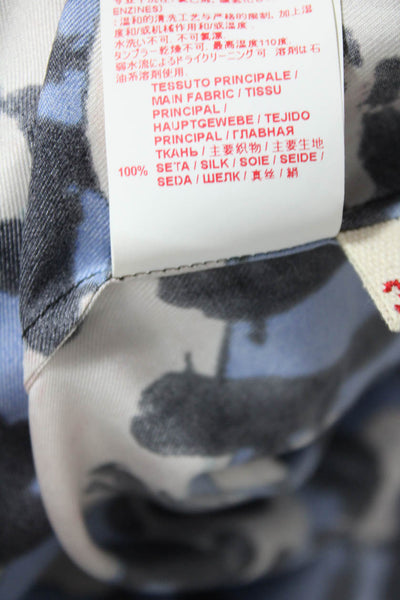 Marni Womens Silk Animal Print Sleeveless V-Neck Blouse Blue Size 38