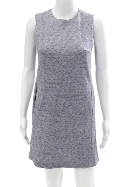 Amina Rubinacci Womens Cotton Sleeveless Zippered Mini Dress Blue Size 40