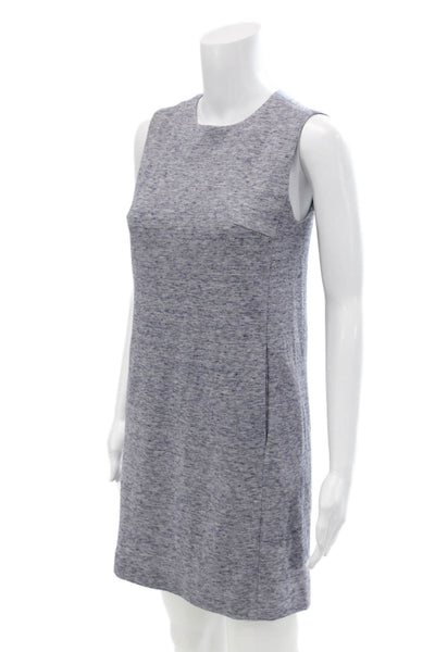 Amina Rubinacci Womens Cotton Sleeveless Zippered Mini Dress Blue Size 40