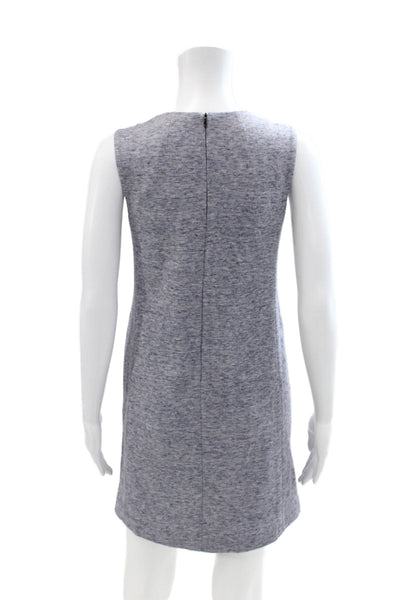 Amina Rubinacci Womens Cotton Sleeveless Zippered Mini Dress Blue Size 40