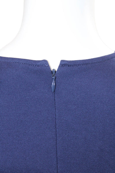 Lisa Perry Womens Short Sleeve Zippered V-Neck T-Shirt Dress Blue Size 0