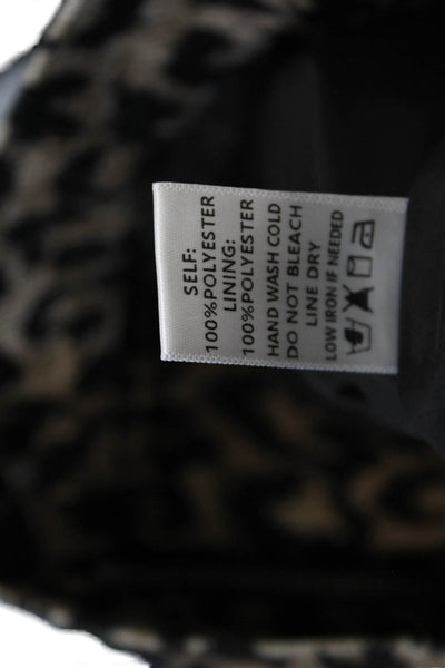 Blue Blush Womens Long Sleeve Collared Animal Print Zip Jacket Brown Size M