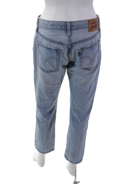 Levis Womens Cotton Button Wide Leg Distressed Denim Jeans Blue Size EUR 26