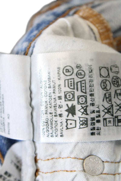 Levis Womens Cotton Button Wide Leg Distressed Denim Jeans Blue Size EUR 26