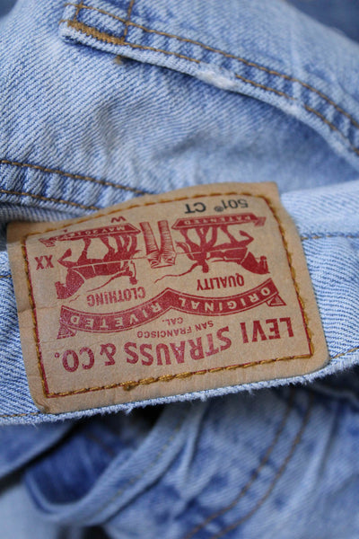 Levis Womens Cotton Button Wide Leg Distressed Denim Jeans Blue Size EUR 26