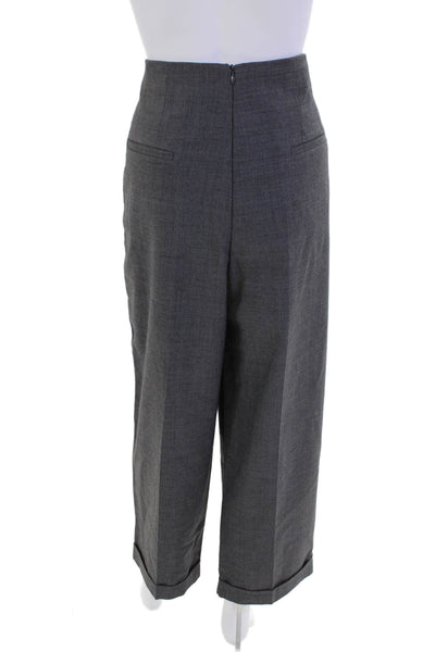 Sandro Paris Womens Zipped Wide Leg Pleated Cuffed Dress Pants Gray Size 30