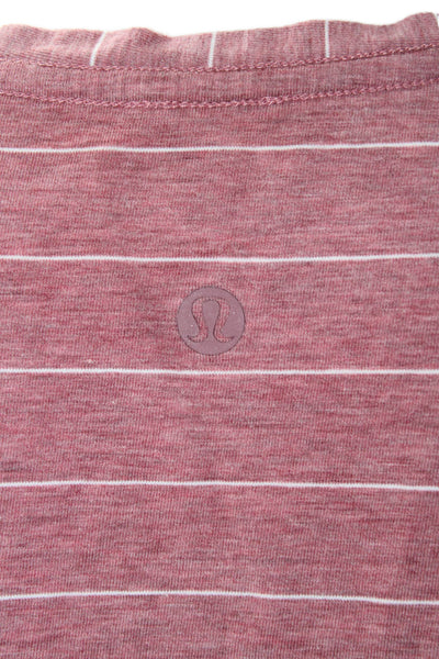 Lululemon Womens Cotton Short Sleeve Stripped Casual T-shirt Pink Size S