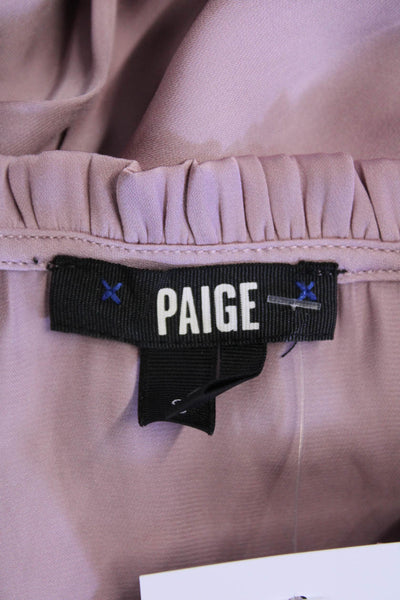 Paige Womens Textured Silk Long Sleeve V-neck Lined Sleek Top Pink Size S