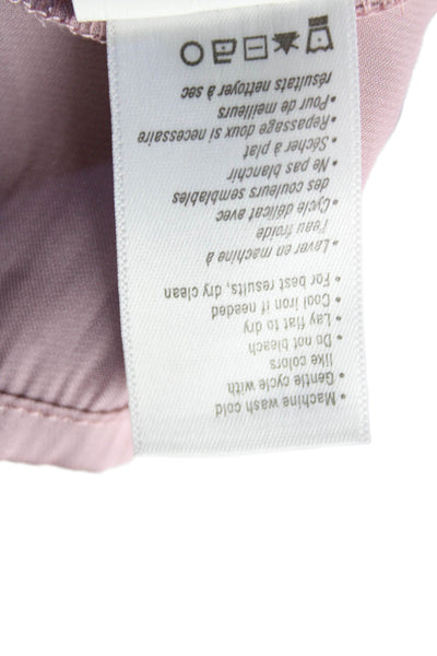 Paige Womens Textured Silk Long Sleeve V-neck Lined Sleek Top Pink Size S