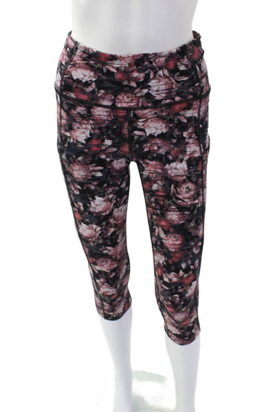 Lululemon Womens Spandex Textured Lined Floral Printed Leggings Pink Size S