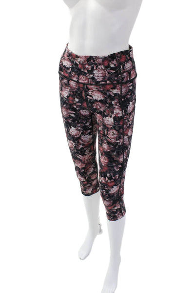 Lululemon Womens Spandex Textured Lined Floral Printed Leggings Pink Size S