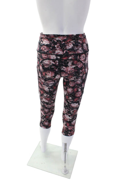 Lululemon Womens Spandex Textured Lined Floral Printed Leggings Pink Size S