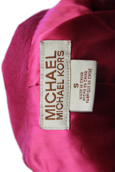 Michael Michael Kors Womens Front Zip Collared Suede Jacket Pink Size Small