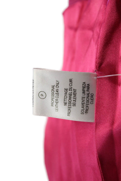 Michael Michael Kors Womens Front Zip Collared Suede Jacket Pink Size Small