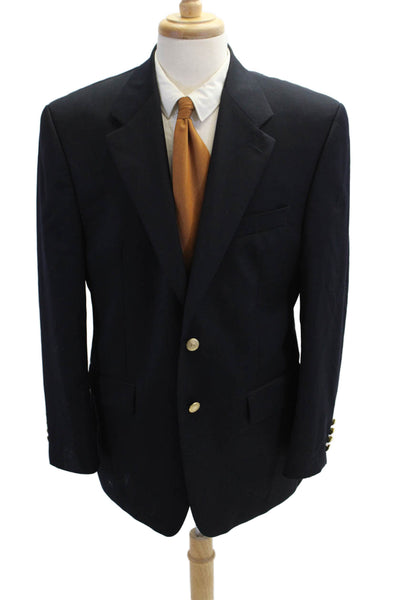 Lauren Ralph Lauren Mens Two Button Notched Lapel Plaid Blazer Jacket Navy 42