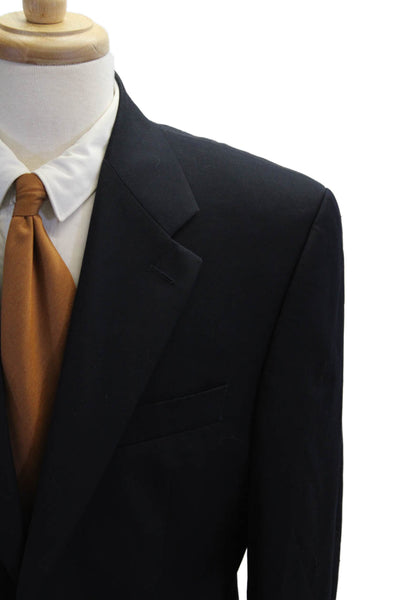 Lauren Ralph Lauren Mens Two Button Notched Lapel Plaid Blazer Jacket Navy 42