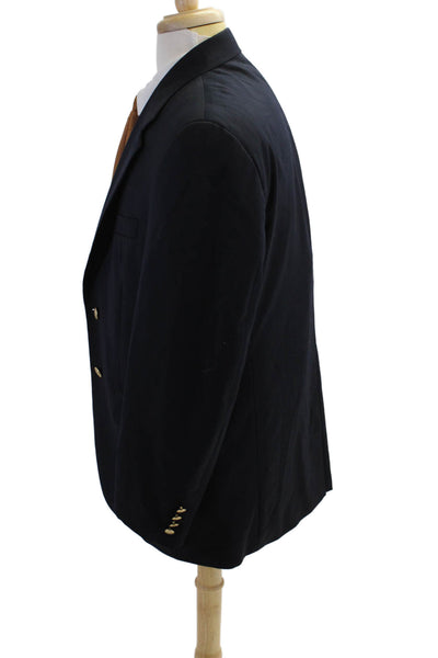 Lauren Ralph Lauren Mens Two Button Notched Lapel Plaid Blazer Jacket Navy 42