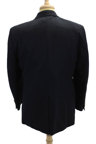 Lauren Ralph Lauren Mens Two Button Notched Lapel Plaid Blazer Jacket Navy 42