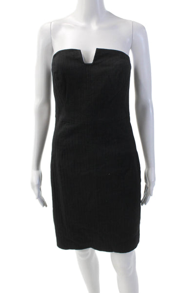 Trina Turk Womens Strapless High Waist Knee Length Dress Black Cotton Size 4