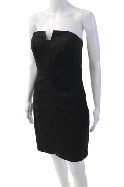 Trina Turk Womens Strapless High Waist Knee Length Dress Black Cotton Size 4