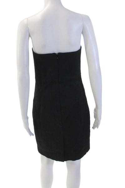 Trina Turk Womens Strapless High Waist Knee Length Dress Black Cotton Size 4