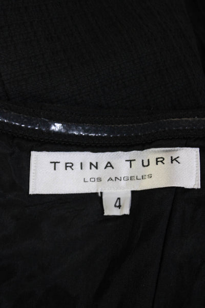 Trina Turk Womens Strapless High Waist Knee Length Dress Black Cotton Size 4