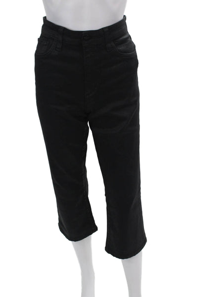 Joes Womens The Callie High Rise Coated Bootcut Cropped Jeans Black Size 29