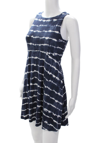 Athleta Women's Sleeveless Round Neck Flare Mini Tie Dye Dress Blue Size S