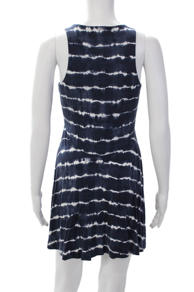 Athleta Women's Sleeveless Round Neck Flare Mini Tie Dye Dress Blue Size S