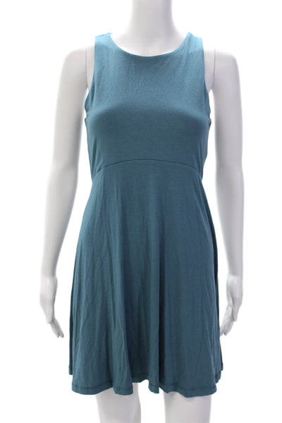 Athleta Women's Round Neck Sleevless Flare Casual Mini Dress Green Size S