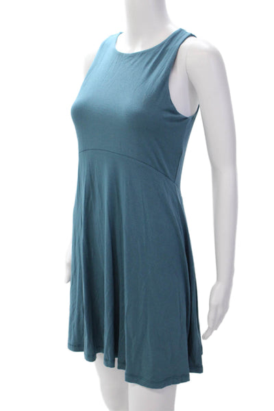 Athleta Women's Round Neck Sleevless Flare Casual Mini Dress Green Size S