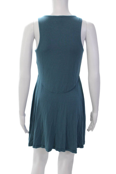 Athleta Women's Round Neck Sleevless Flare Casual Mini Dress Green Size S