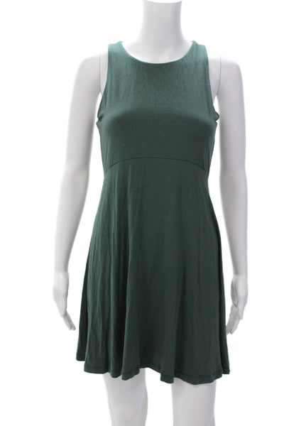 Athleta Women's Sleeveless Round Neck Fit Flare Casual Mini Dress Green Size S