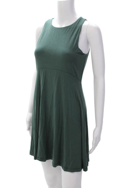 Athleta Women's Sleeveless Round Neck Fit Flare Casual Mini Dress Green Size S